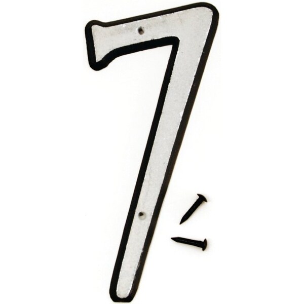 Hy-Ko 30600 Series House Number, Character: 7, 4 in H Character, Black/White Character, Plastic - 30607