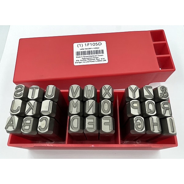 Zoro Select Letter Set, 3/8 In. H, Steel - 1F105