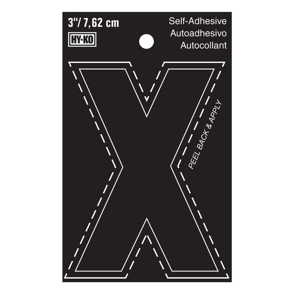 Hy-Ko 3In Black Vinyl Letter X, 10PK - A30434