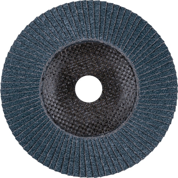 Pferd 6'' x 5/8-11 Thd. POLIFAN Flap Disc - Z PSF EXTRA STEELOX, Zirconia, 36 Grit, Conical - 60667
