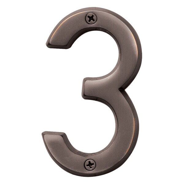 Hy-Ko 4In Old World Bronze Number 3, 3PK - A30943