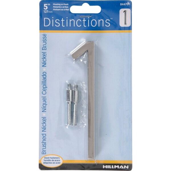 Hillman HILLMAN Distinctions 5 in. Silver Steel Screw-On Number 1 1 pc - 844701