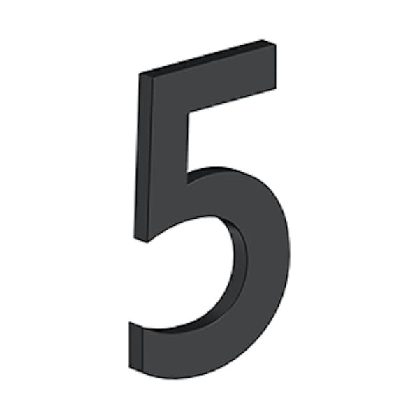 Deltana 4 Stainless Steel House Number 5 with Risers Black Finish - RNB5U19