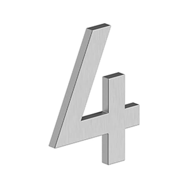 Deltana 4 Stainless Steel House Number 4 with Risers Satin Stainless Steel Finish - RNB4U32D