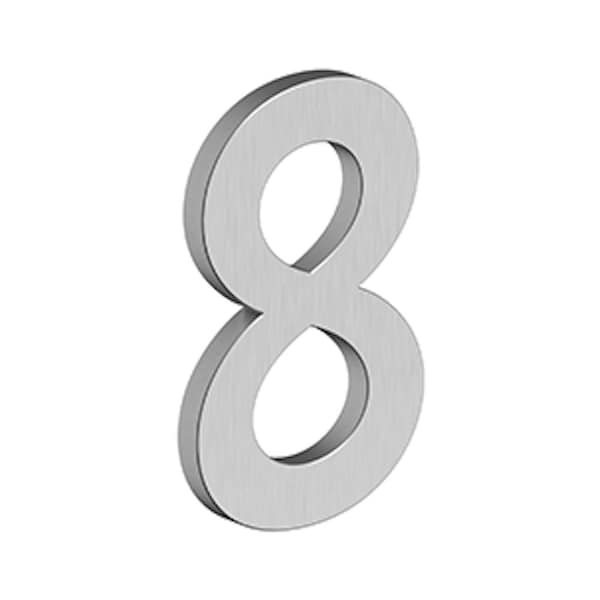 Deltana 4 Stainless Steel House Number 8 with Risers Satin Stainless Steel Finish - RNB8U32D