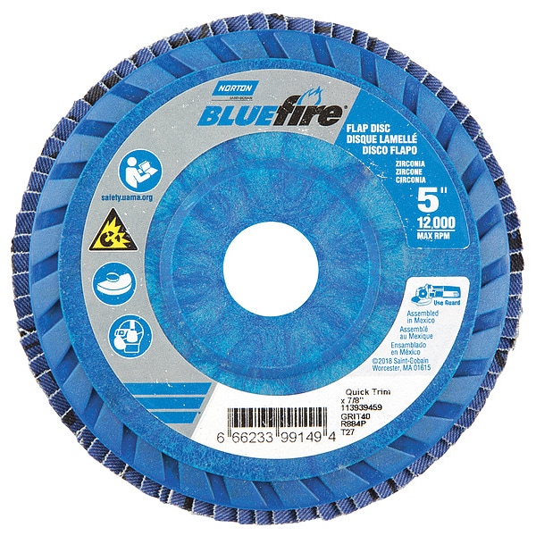 Norton Abrasives Flap Disc, 5 In x 40 Grit, 7/8 - 66623399149