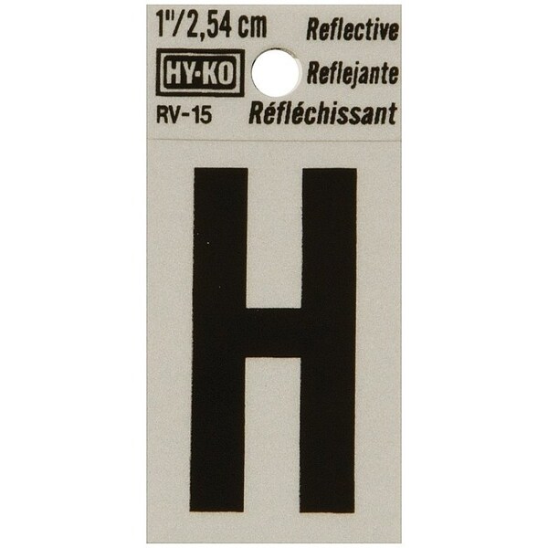 Hy-Ko Reflective Letter, Character: H, 1 in H Character, Black Character, Silver Background, Vinyl - RV-15/H