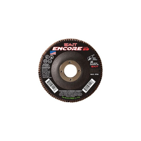 United Abrasives/Sait United Abrasives - Sait 79105 Flap Disc T29 Encore 4-1/2"X 7/8" 36 Grit Zirconium - 79108