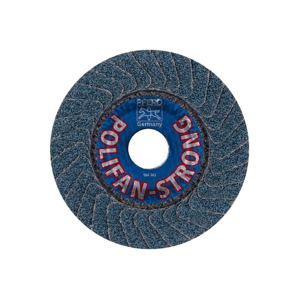 Pferd 4-1/2" x 7/8" A.H. POLIFAN Flap Disc - Z SGP STRONG STEEL, Zirconia, 36 Grit, Conical - 62945