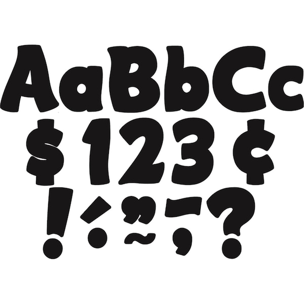 Roomfactory 4 in. Black Funtastic Letters Combo Pack, 3PK - RO3478526
