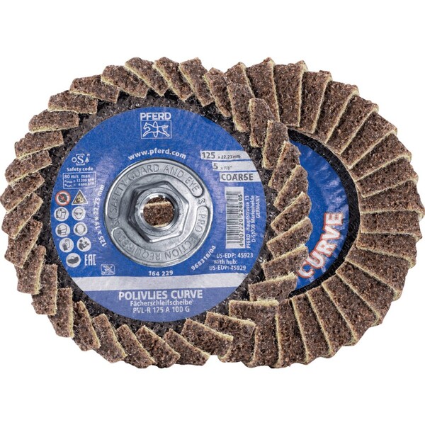 Pferd PFERD Flap Disc, PVL-R, POLIVLIES CURVE, 5in x 5/8-11, Coarse, Aluminum oxide - 45929