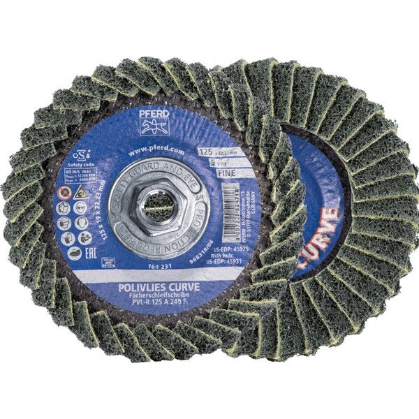 Pferd PFERD Flap Disc, PVL-R, POLIVLIES CURVE, 5in x 5/8-11, Fine, Aluminum oxide - 45931