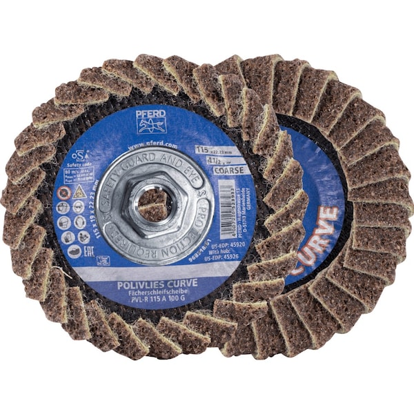 Pferd PFERD Flap Disc, PVL-R, POLIVLIES CURVE, 4-1/2in x 5/8-11, Medium, Aluminum oxide - 45926