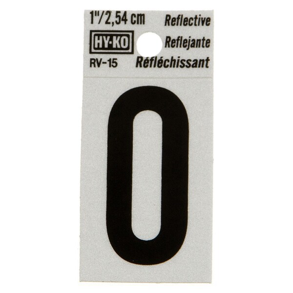 Hy-Ko 1.25In Reflective Number 0, 10PK - B00363