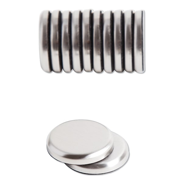 U Brands High Energy Magnets, Circle, Silver, 1.25" Dia, PK12 - 2911U00-12