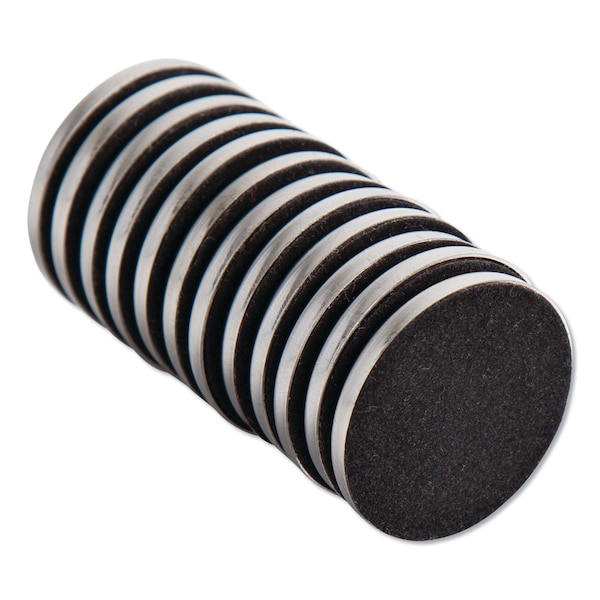 U Brands High Energy Magnets, Circle, Silver, 1.25" Dia, PK12 - 2911U00-12