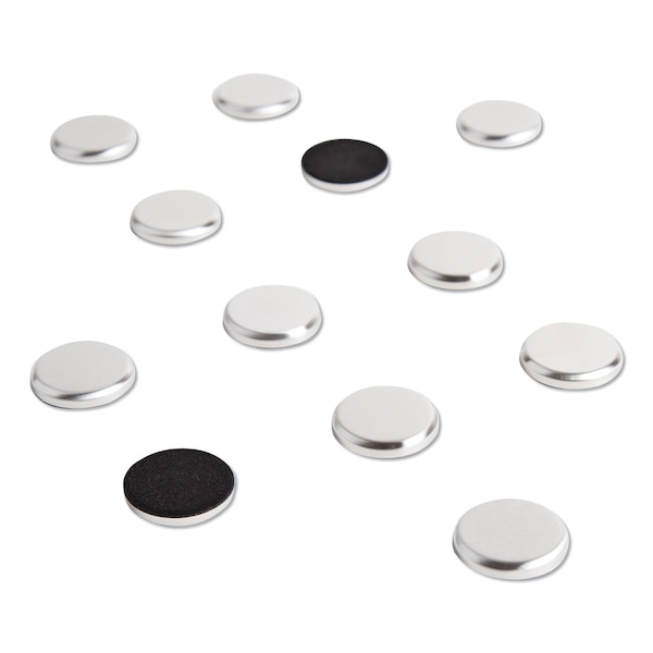 U Brands High Energy Magnets, Circle, Silver, 1.25" Dia, PK12 - 2911U00-12