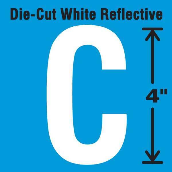 Stranco Die-Cut Refl. Letter Label, C, 4In H, PK5 - DWR-4-C-5