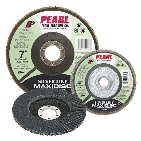 Pearl Silver Line Zirconia Maxidisc Flap Disc T-27 6 x 7/8 Z40 - MX6040ZT