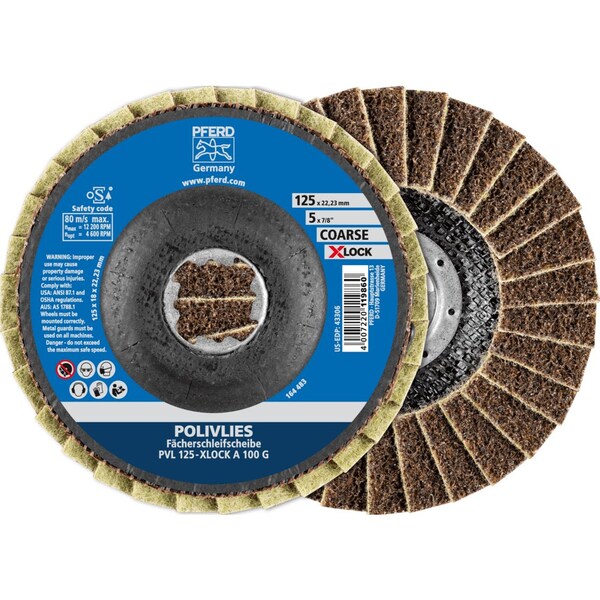 Pferd 5'' POLIVLIES AO Non-Woven Flap Disc - 7/8'' X-LOCK - Coarse Grade - 43306