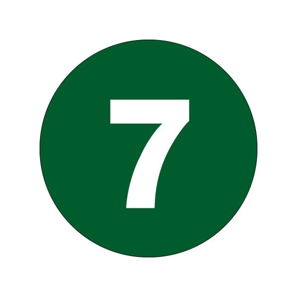 Bsc Preferred 3'' Circle - ''7'' Dark Green Number Labels - BUY00021580
