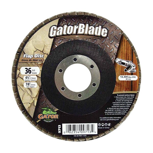 Gator Finishing Gator 4-1/2 in. D X 7/8 in. Zirconia Aluminum Oxide Flap Disc 36 Grit 1 pk - 9713