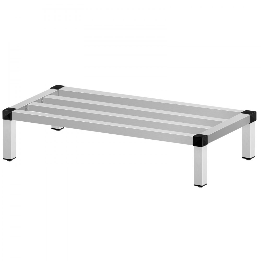 VEVOR Aluminum Dunnage Rack, 48'' x 20'' Commercial Floor Food Shelf, 8'' Off The Floor, 1500lbs Capacity Aluminum Storage Rack, Commercial Food Service Storage in Restaurant, Kitchens, Shops - LHJZWJ122X51X2001V0