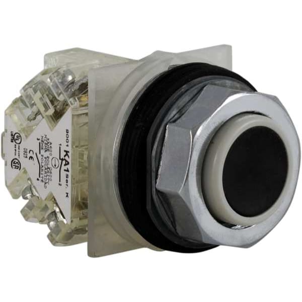 Botón pulsador no iluminado de Schneider Electric, 30 mm, 1NA/1NC, negro - 9001KR3BH13.