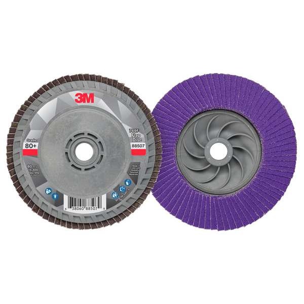 3M Flap Disc, 4 1/2 in Dia, 5/8 in Arbor - 7100243873