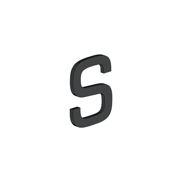 Deltana 4 LETTER S, E SERIES W/ RISERS, STAINLESS STEEL in Paint Black - RNE-SU19