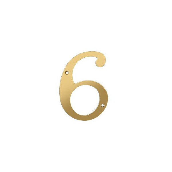 Deltana 6 Numbers, Solid Brass, 10PK - RN6-6-XCP10