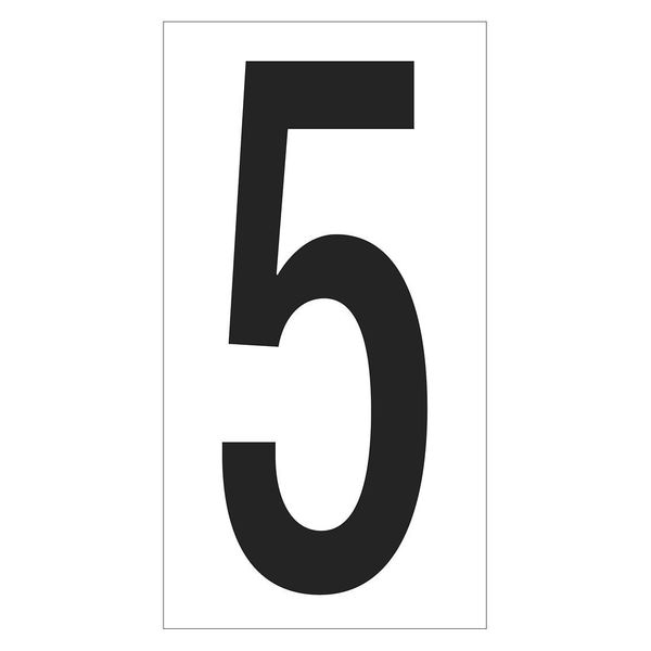 Partners Brand Vinyl Warehouse Number Labels, "5", 3 1/2", Black/White, 50/Case - DL9305