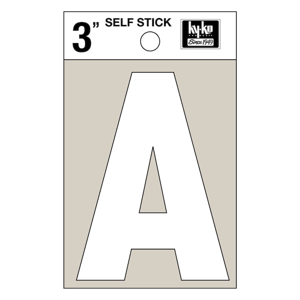 Hy-Ko 3In White Vinyl Letter A, 10PK - A30511