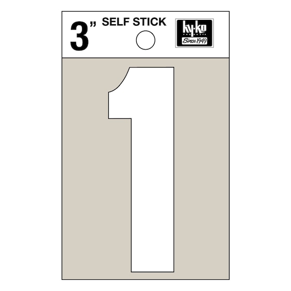 Hy-Ko 3In White Vinyl Number 1, 10PK - A30501