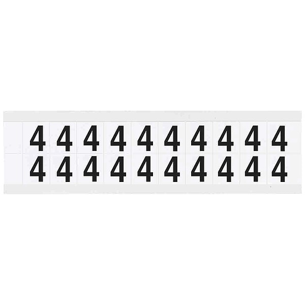 Brady Number Label, 4, 3/4in.Hx21/32in.W, Vinyl - 9712-4
