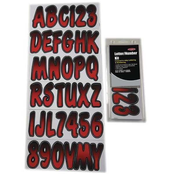 Hardline Products Number and Letter Combo Kit, Red/Black - GREBKG200