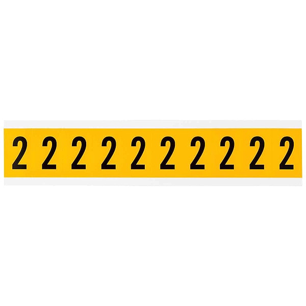 Brady Number Label, 2, 1-1/2in.Hx7/8in.W, Vinyl - 1530-2