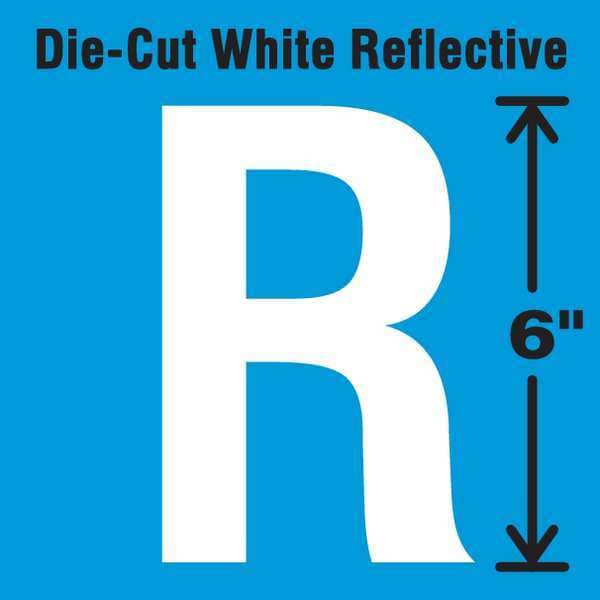 Stranco Die-Cut Reflective Letter Label, R, 6In H - DWR-6-R-EA