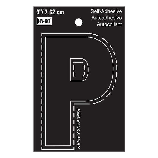 Hy-Ko 3In Black Vinyl Letter P, 10PK - A30426