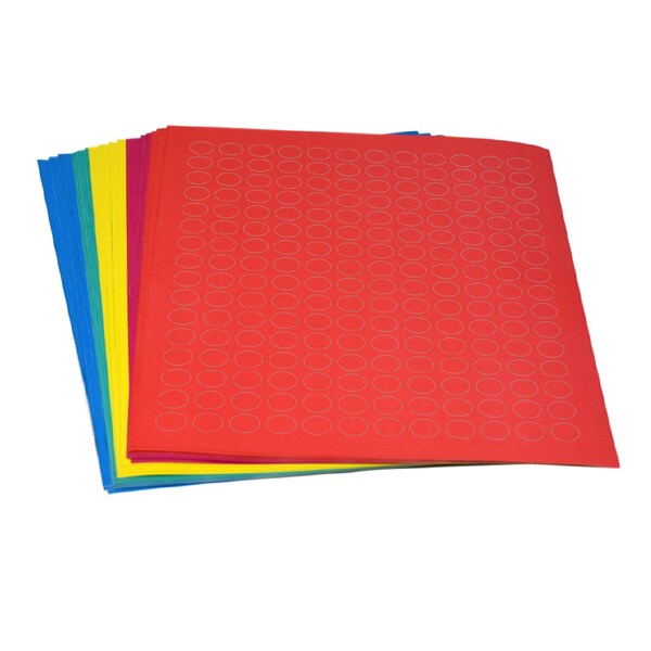 Globe Scientific Label Sheets, Cryo, 13mm Dots, for 1.5-2mL Tubes, Assorted Colors, 4800PK - LCS-D13RW