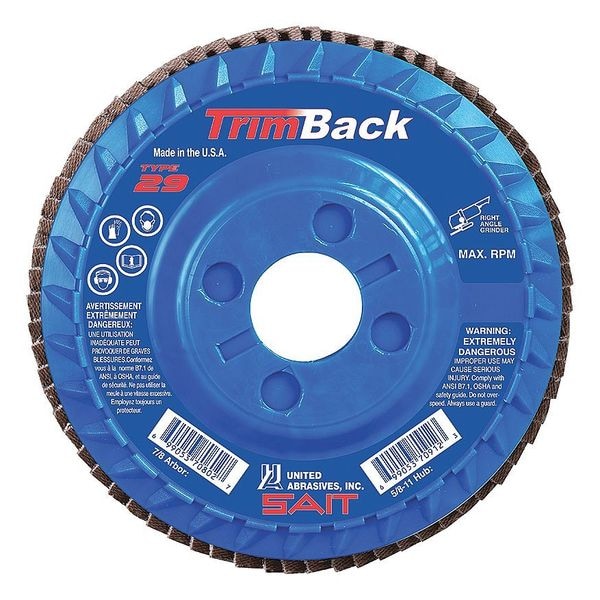 United Abrasives/Sait SAIT 70803 TrimBack Flap Disc (Type 29) 4-1/2" x 7/8", 80 Grit, 10-Pack - 70803
