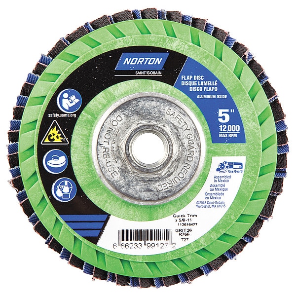Norton Abrasives Flap Disc, 5 In x 36 Grit, 5/8-11 - 66623399127