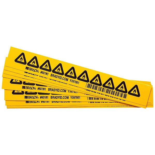 Brady Warning Labels, 1/2inHx1/2inW, Vinyl, PK10, 60181 - 60181