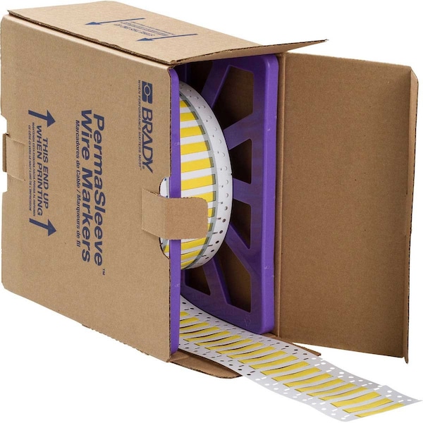 Brady PermaSleeve Wire Marker Polyolefin 0.187 in Dia x 2 in W YL Roll of 2500 Each - 3CGS-187-2-YL