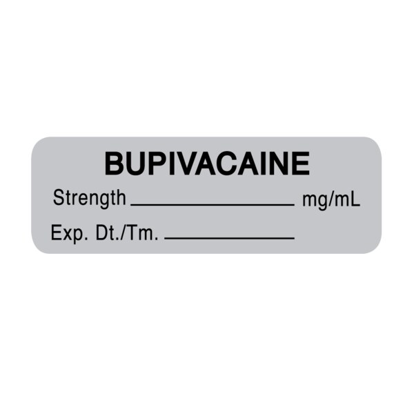 Nevs Label, Bupivacaine 'mg/mL, Exp Dt. Tm 1/2" x 1-1/2" Gray w/Black - SANTW-0026
