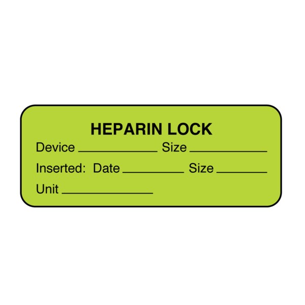 Nevs Heparin Lock 7/8" x 2-1/4" Flr Chart w/Black - N-1729