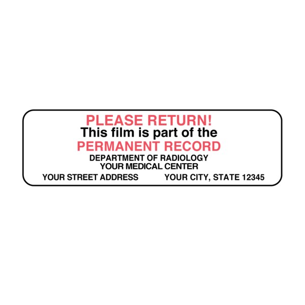 Nevs Please Return-Perm. Record w/Your Med. Cntr 7/8 x3" White w/Red&Black - XPR-1