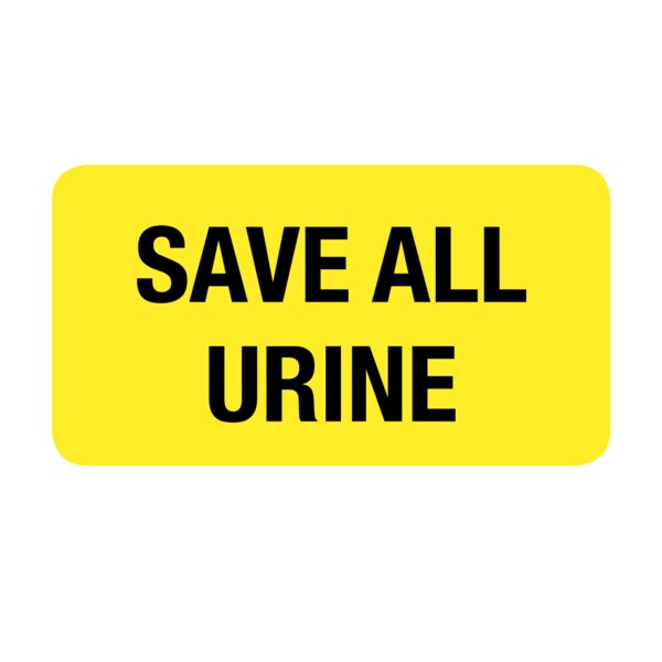 Nevs Label, Save All Urine 7/8" x 1-5/8" Yellow w/Black - VW-0041