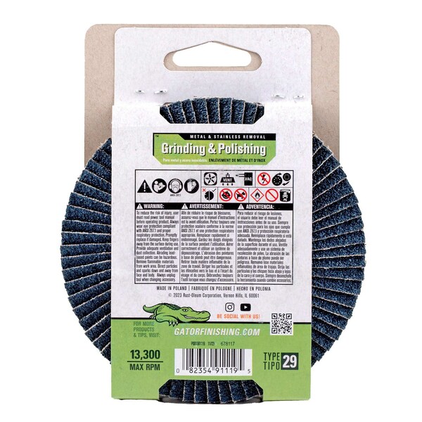Gator Finishing 5 in. X 5/8-11 in. Sanding Flap Disc, 40 Grit - 391119