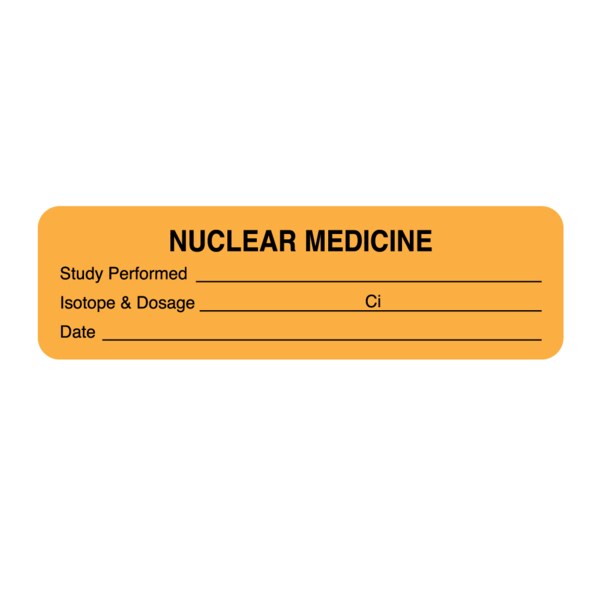 Nevs Nuclear Medicine Labels - Study Performed 7/8" x 3" Mustard w/Black - X-2589